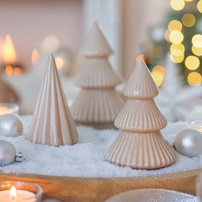 Julepynt - beige træ i porcelæn