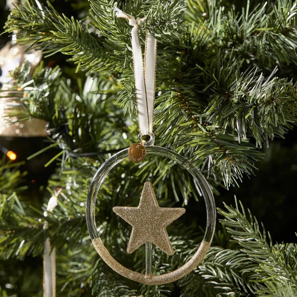 Julepynt - glitter stjerne i cirkel