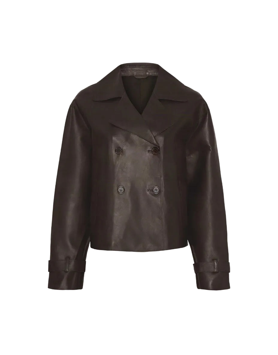 Noemi skind jakke - Dark Truffle