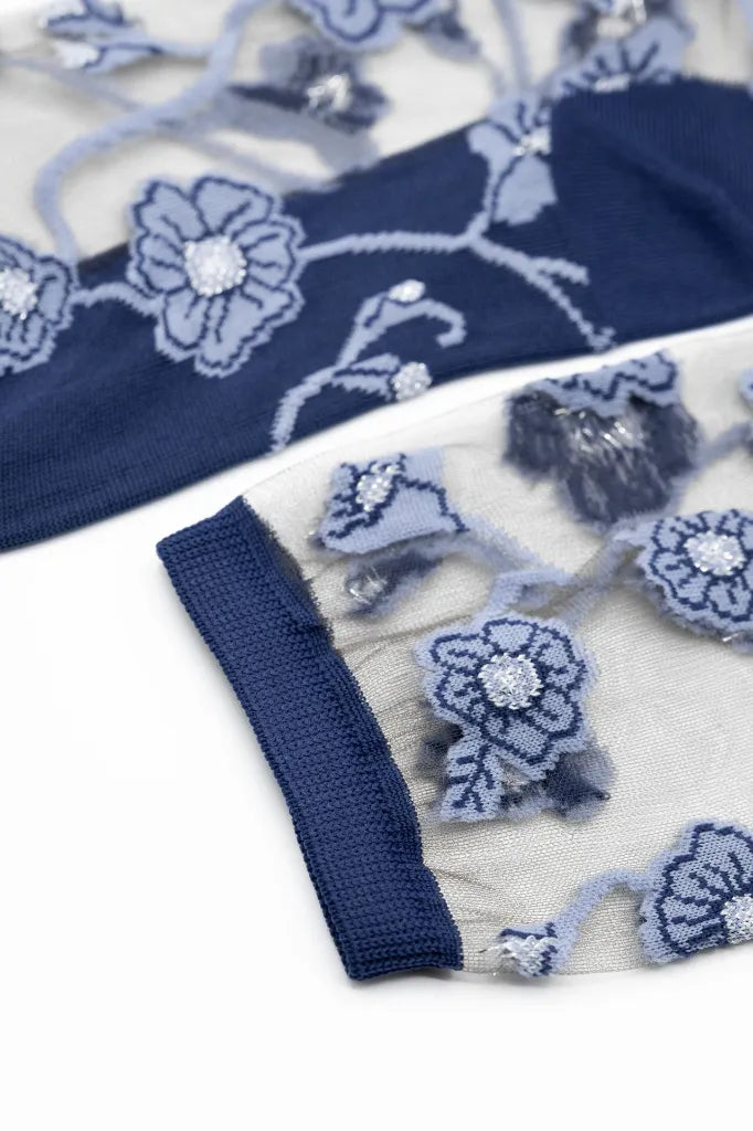 Strømper - Blomst Denim