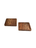 Wooden square tray oiled - set of 2