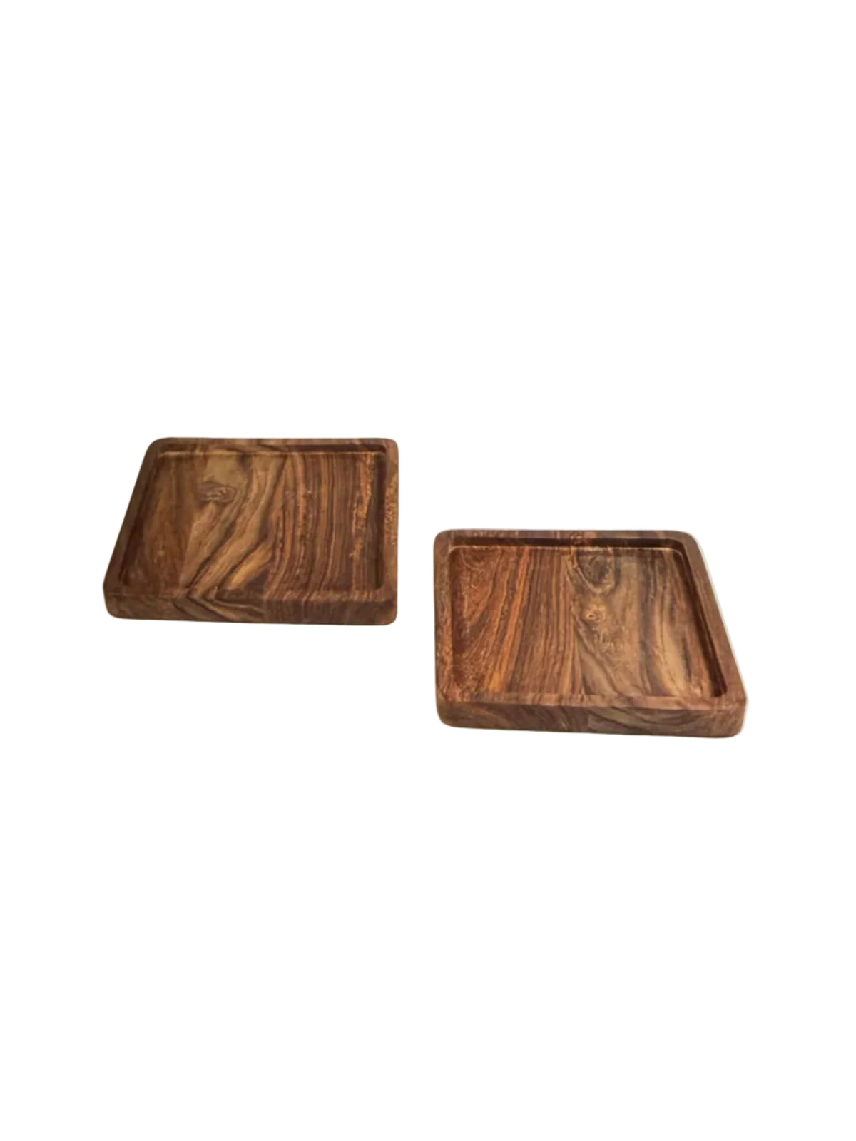 Wooden square tray oiled - set of 2