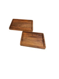 Wooden rectangular tray natural oiled - set of 2