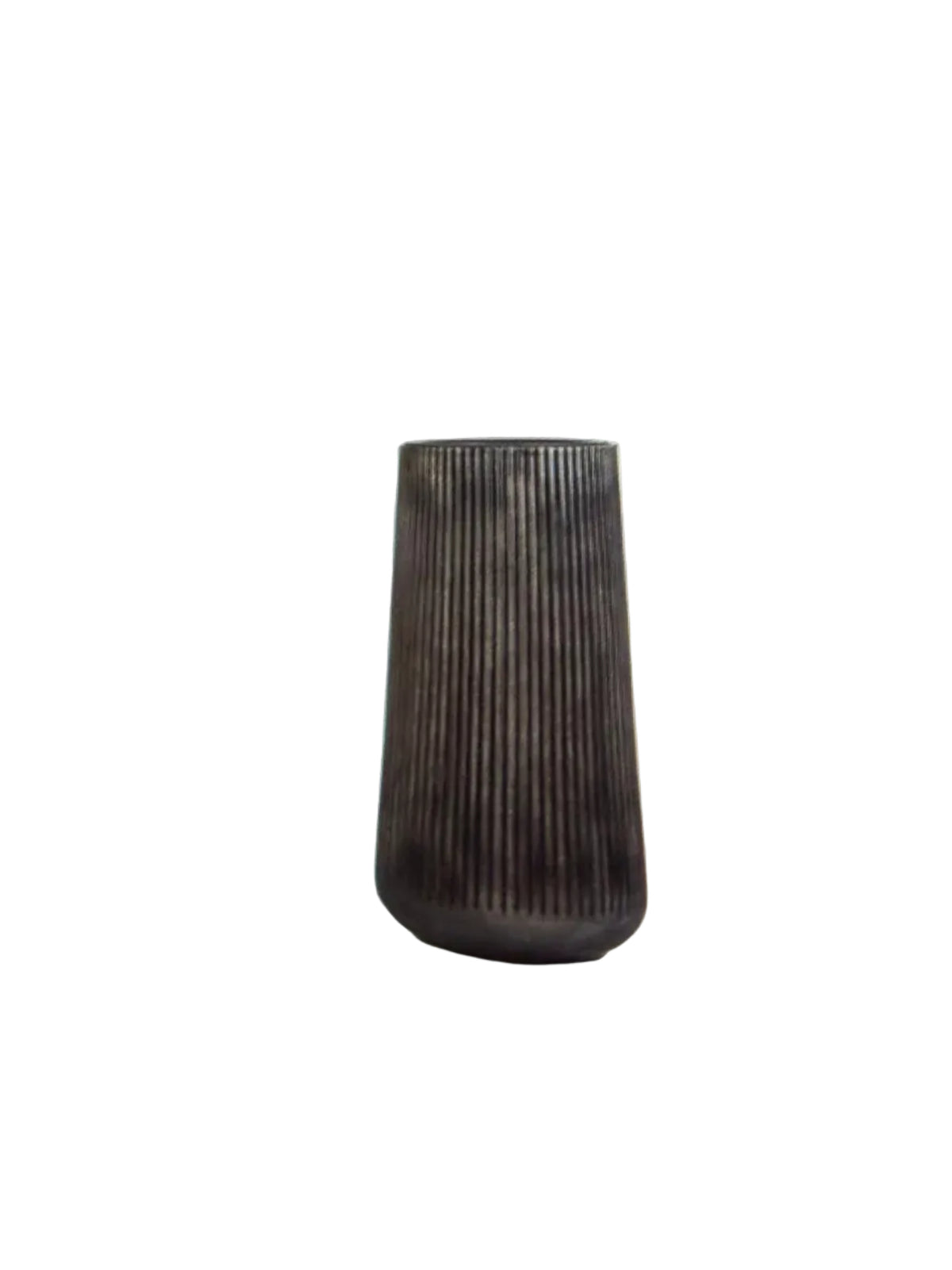 Wooden striped vase with liner black