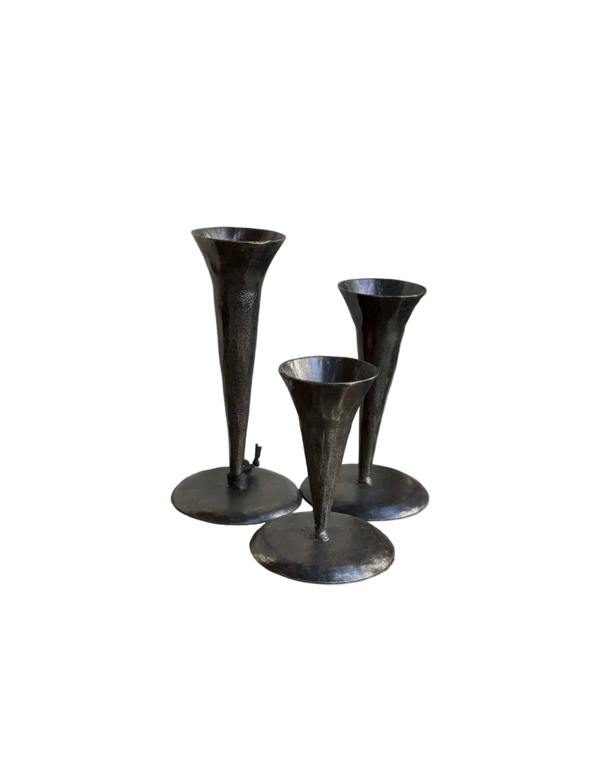 Handfoged Lysholder – Bronze Antique