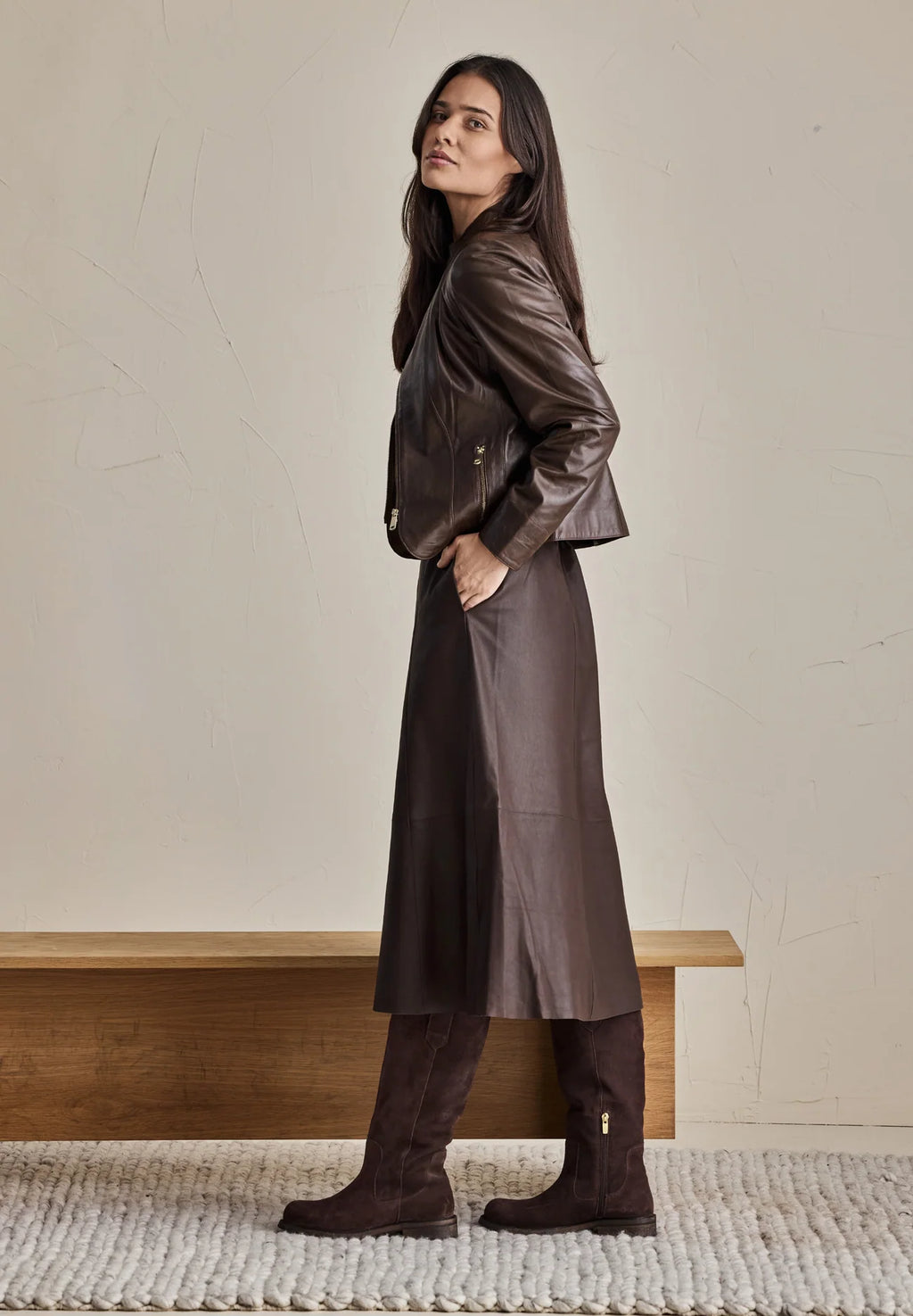 Sophie Leather Skirt - Espresso