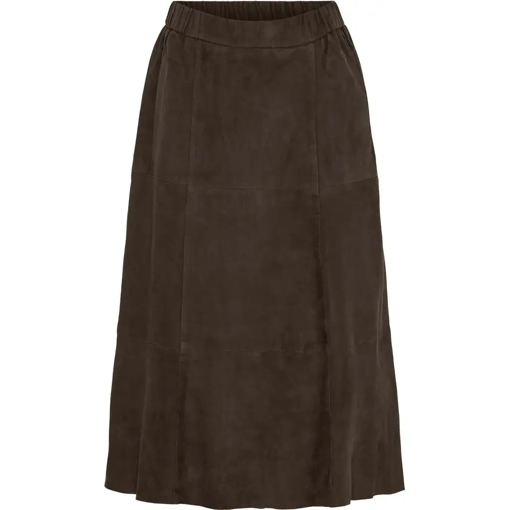 Flora Suede Skirt - Dark Chocolate Brown