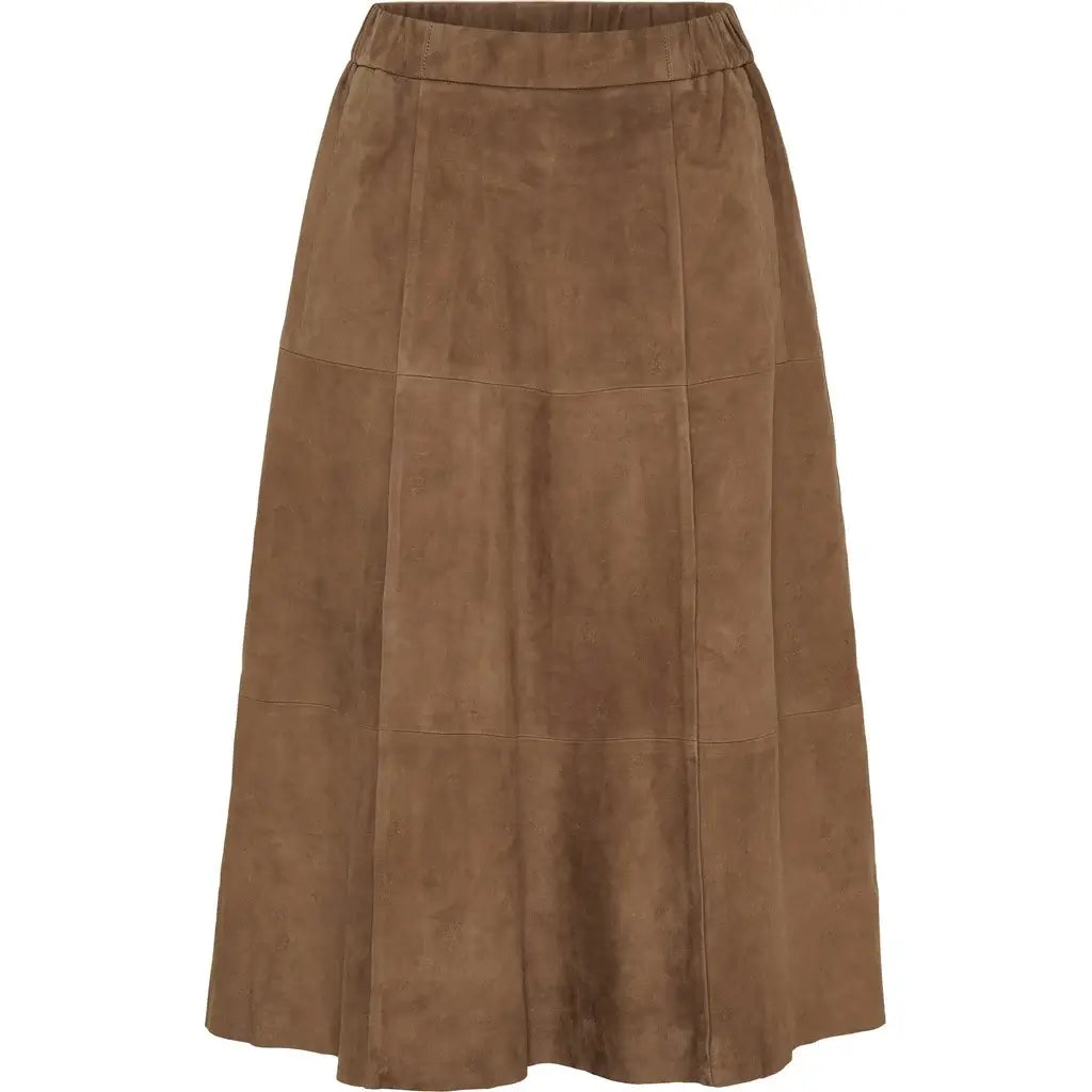 Flora Suede Skirt - Nude Brown