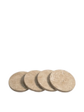 Rund dekorationsbrik i beige travertin