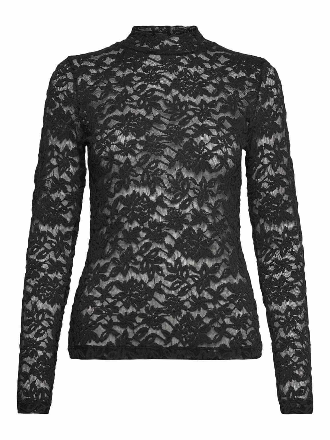 Delicia Lace Turtleneck - Black