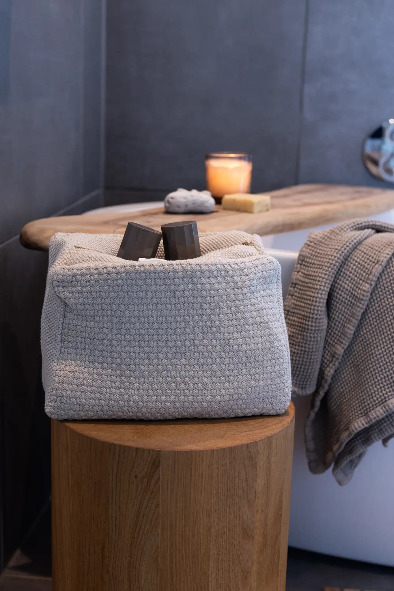 Strikket Toilettaske - Beige