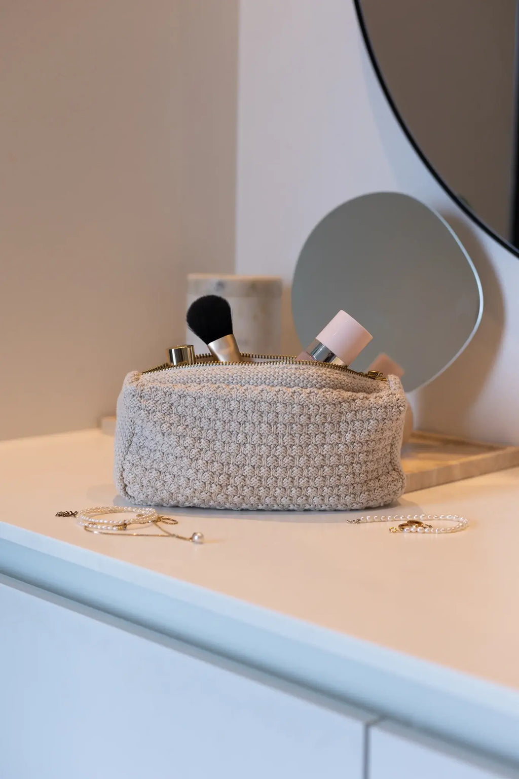Strikket Clutch - Beige