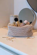 Strikket Clutch - Beige, Brown & Rosa