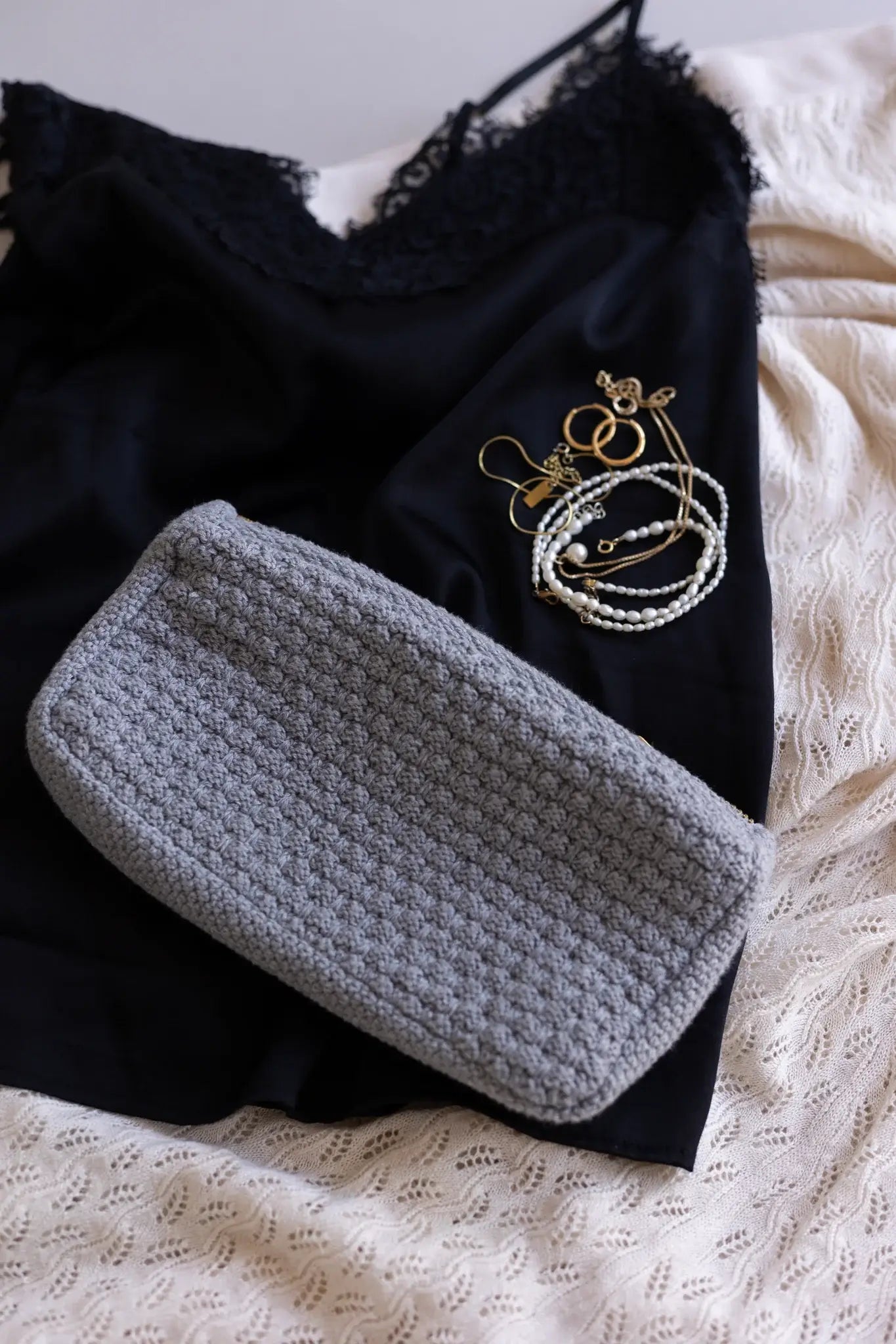 Strikket Clutch - Grey