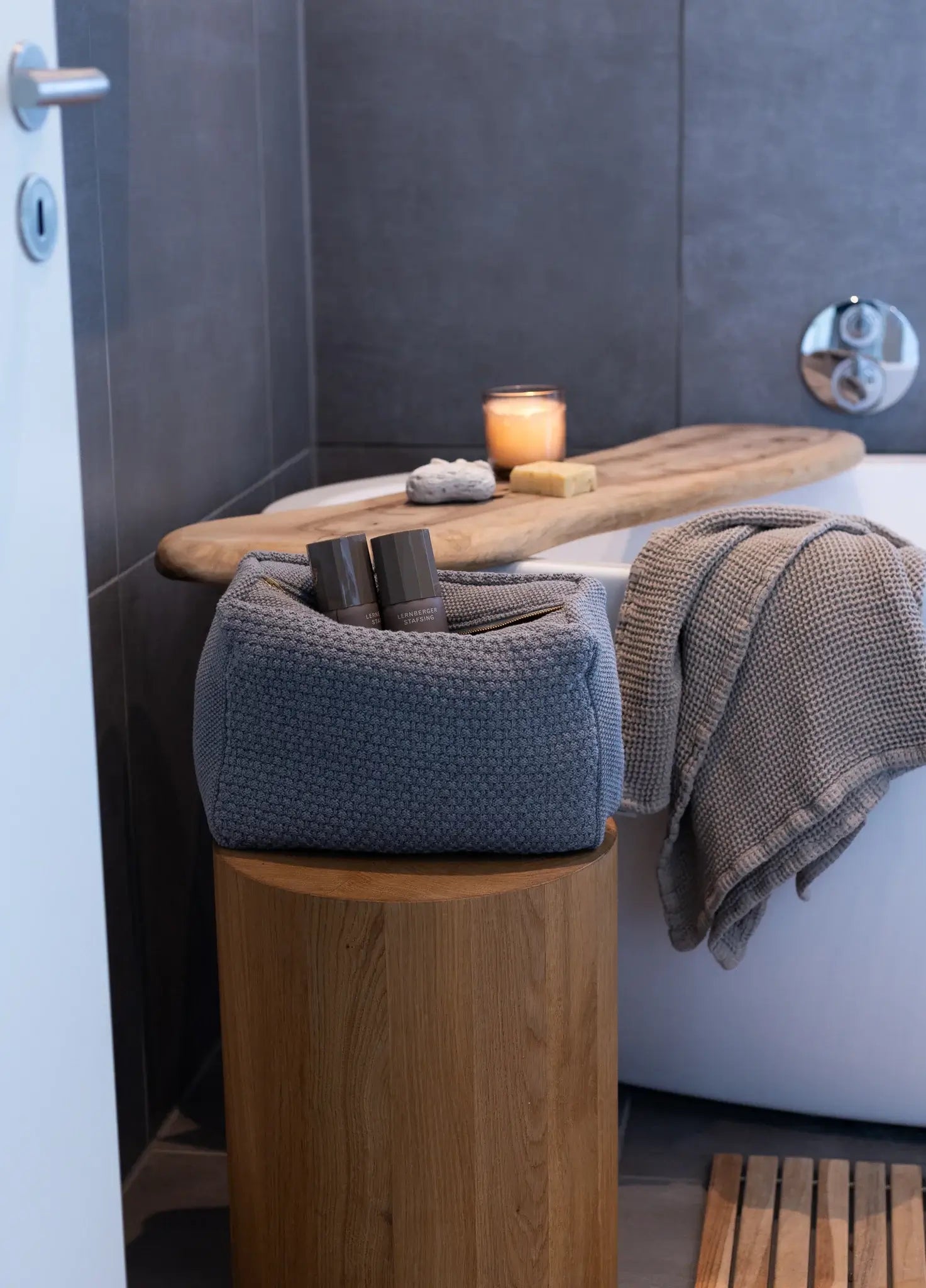Strikket Toilettaske - Grey
