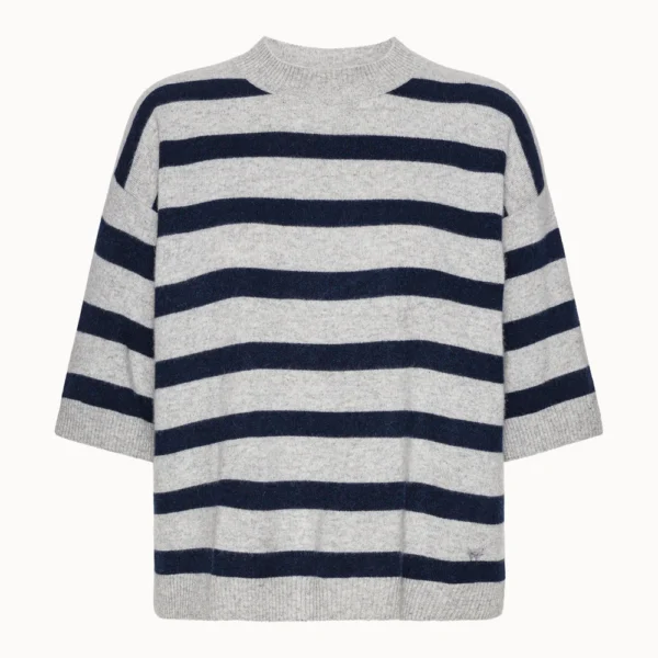 Stribet Oversize T-shirt - Grå/navy
