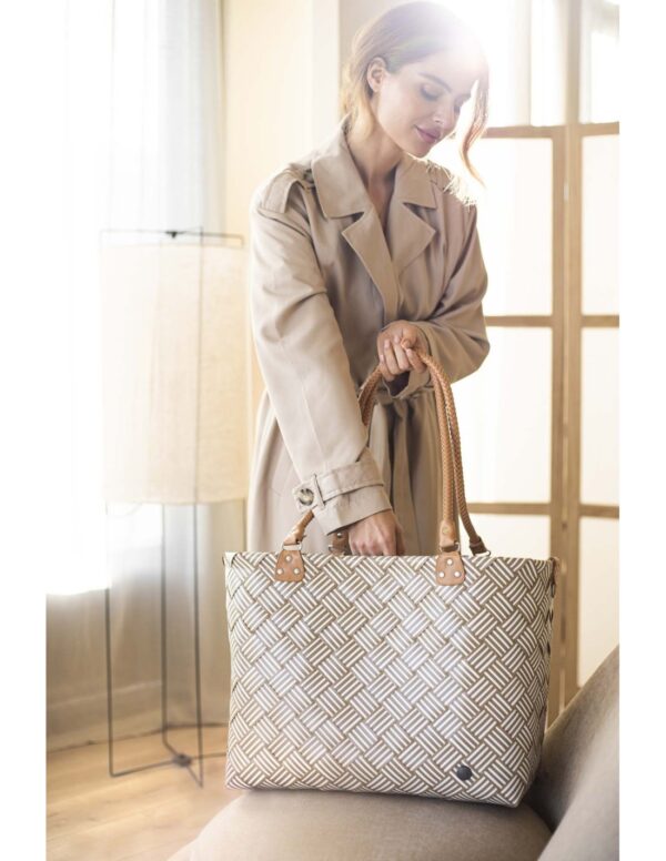 Sainte-Maxime Stripes shopper, Khaki | Handed By - Image 4