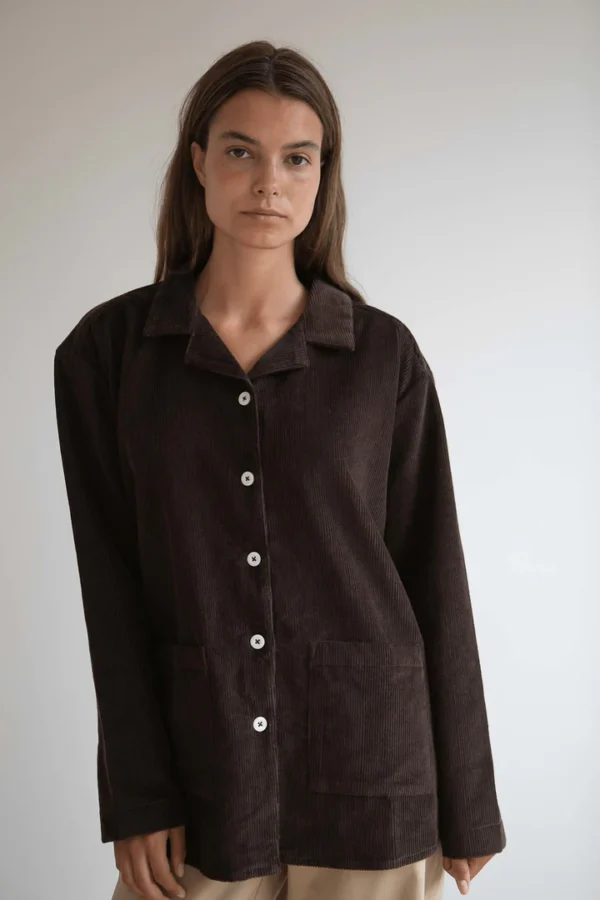 Silja fløjlsskjorte - Dark brown | Studio Feder