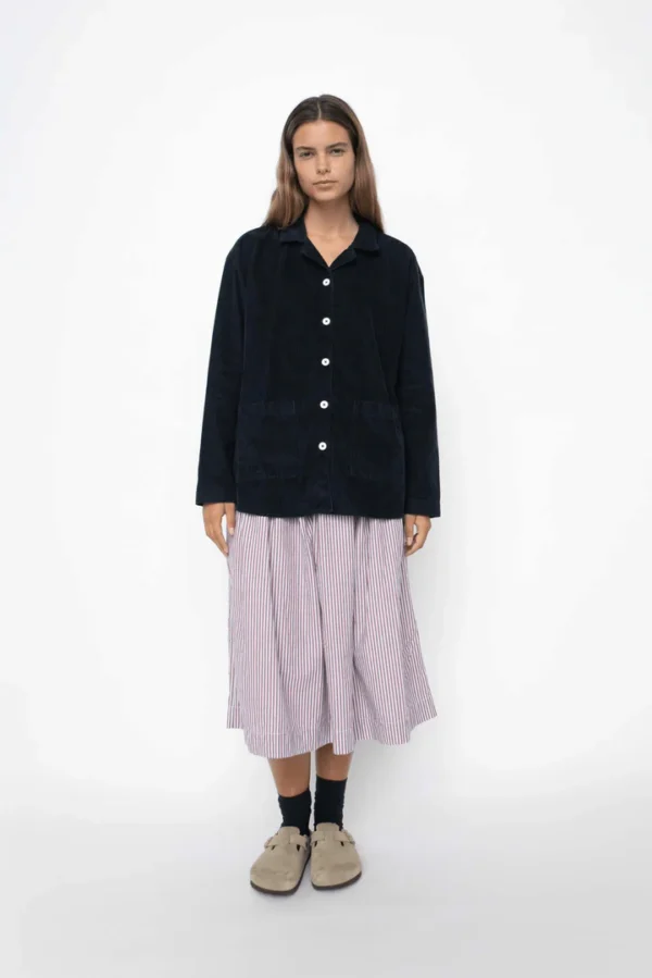 Silja fløjlsskjorte - Navy | Studio Feder - Billede 3