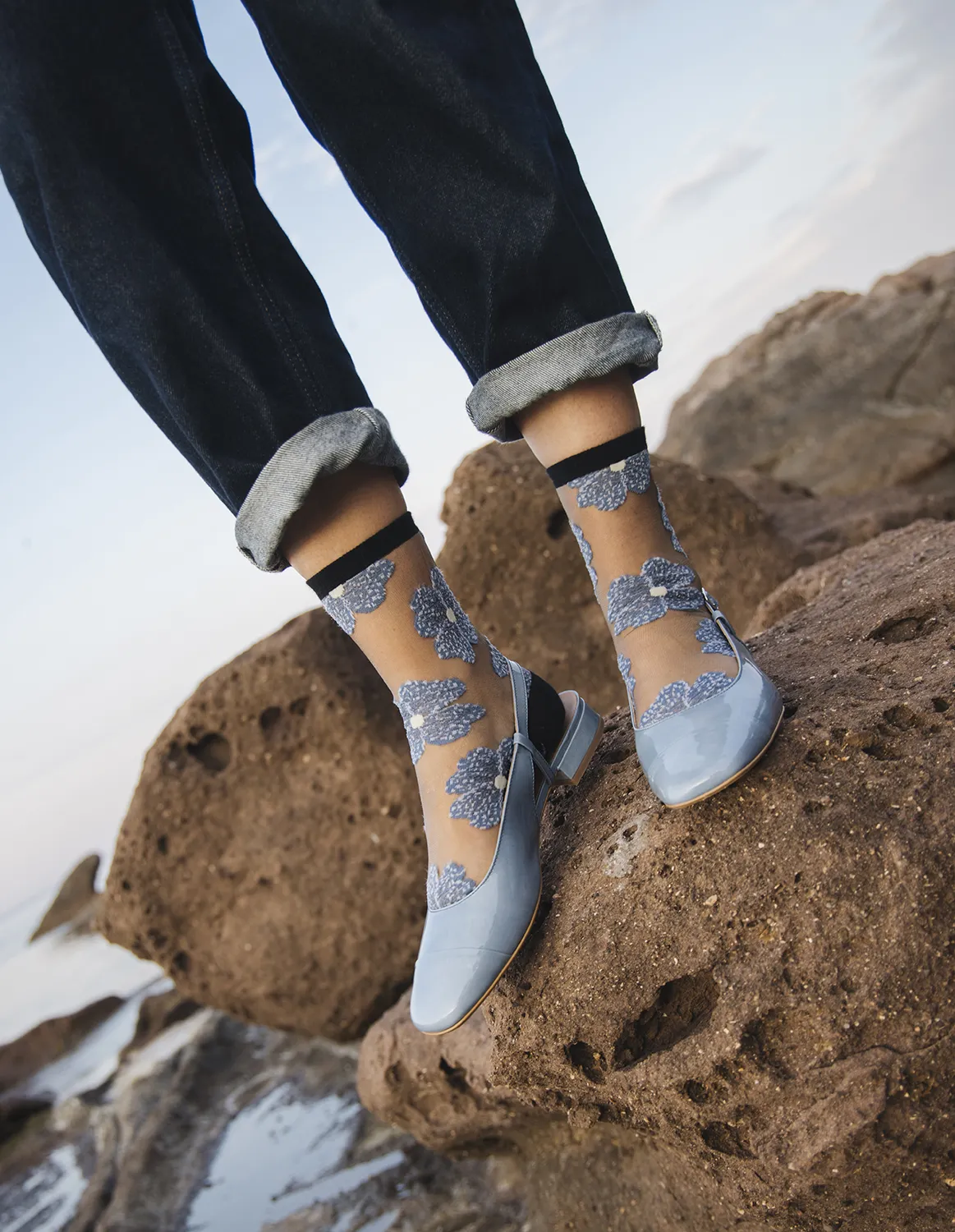 Murano Bleue, transparente strømper | Atelier St Eustaache - Billede 3