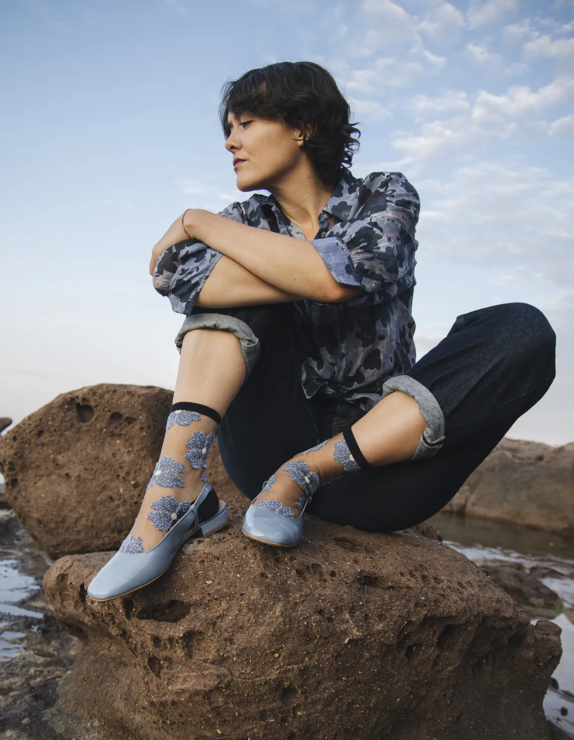 Murano Bleue, transparente strømper | Atelier St Eustaache - Billede 2