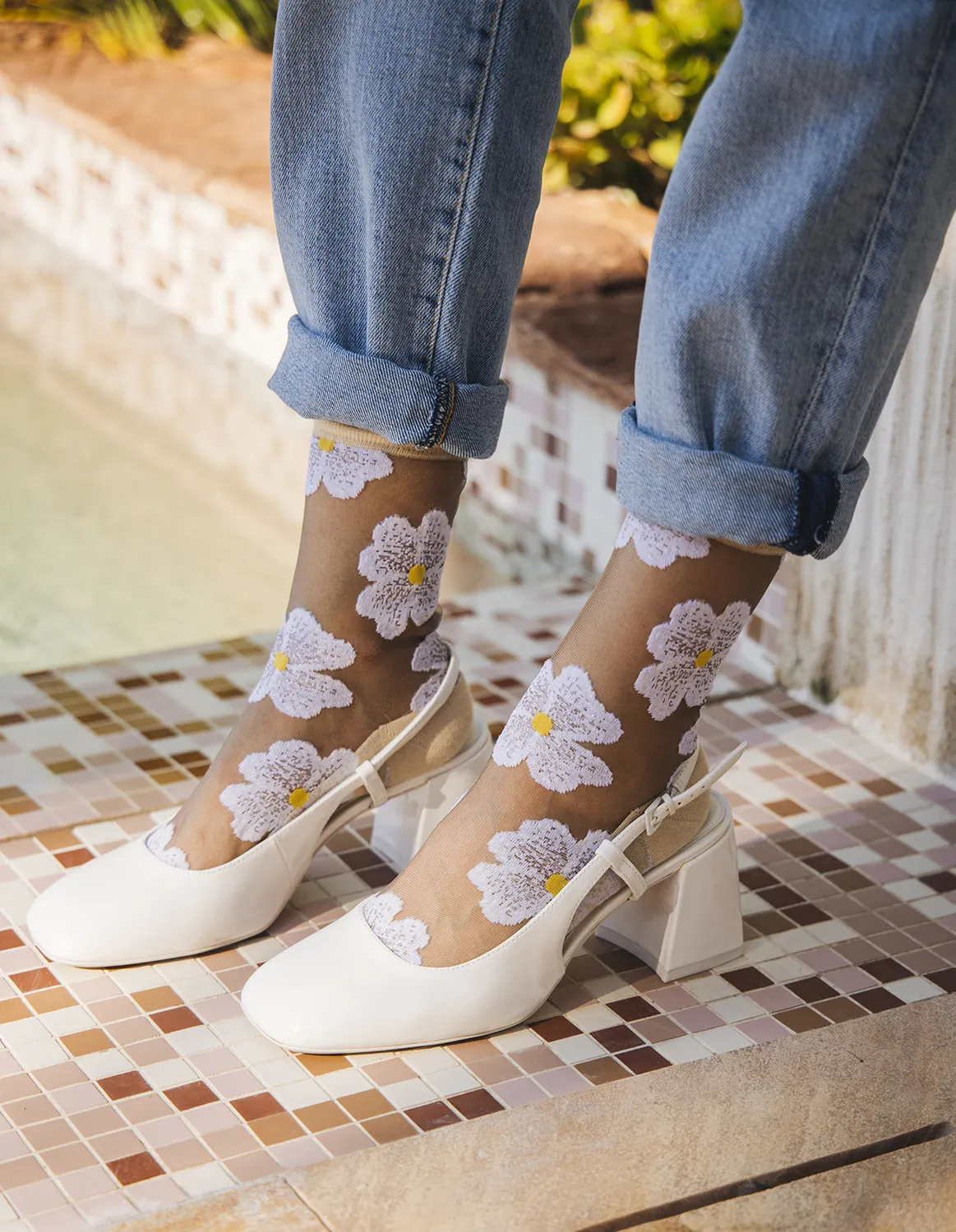 Murano Creme, transparente strømper | Atelier St Eustaache