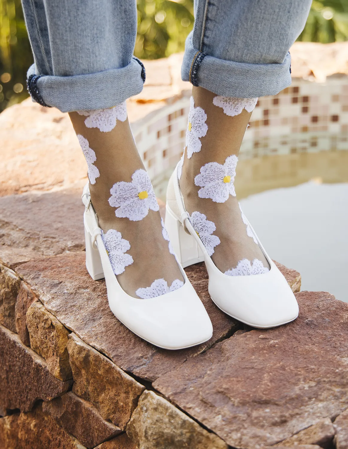 Murano Creme, transparente strømper | Atelier St Eustaache - Billede 5