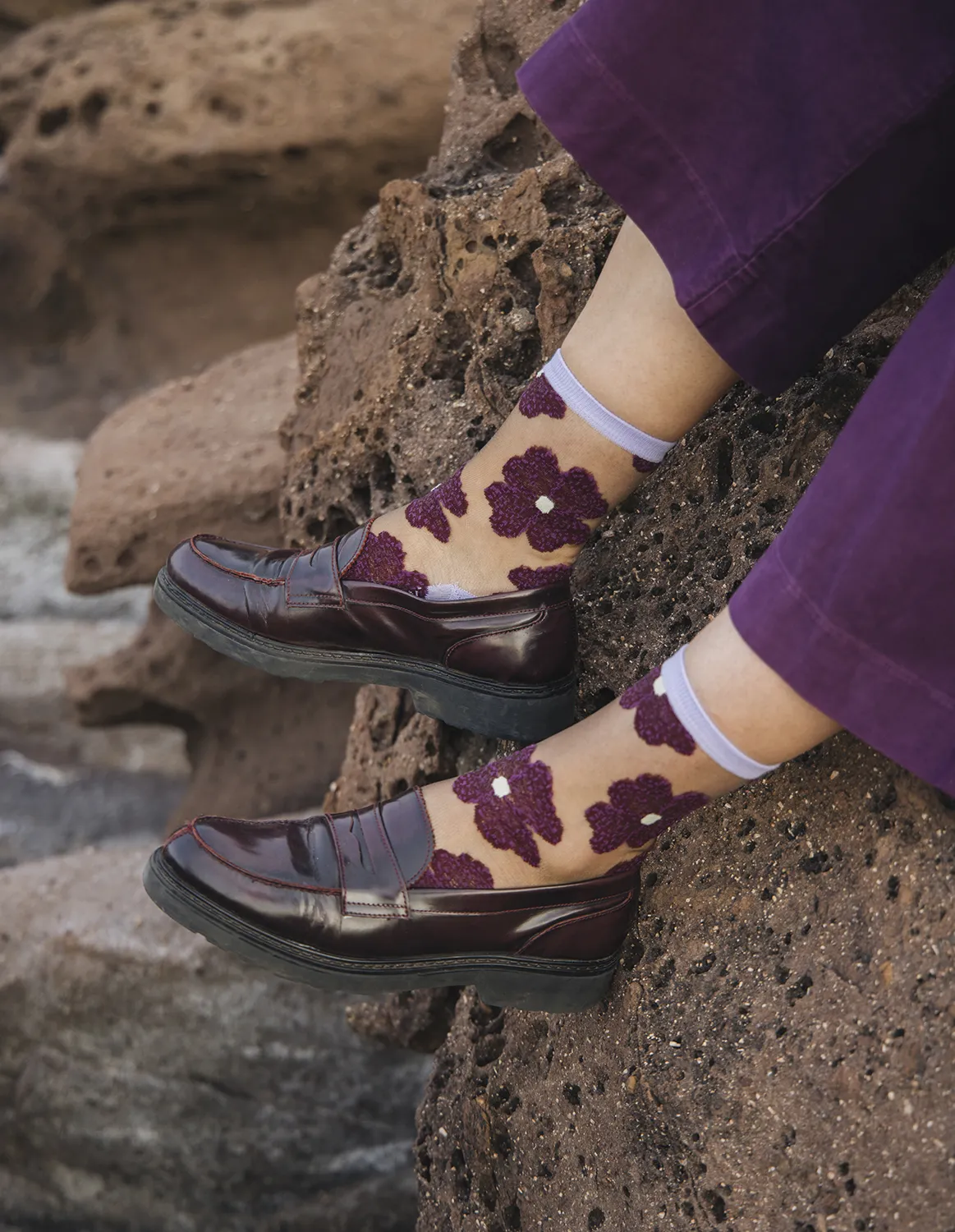 Murano Violette, transparente strømper | Atelier St Eustaache - Billede 3