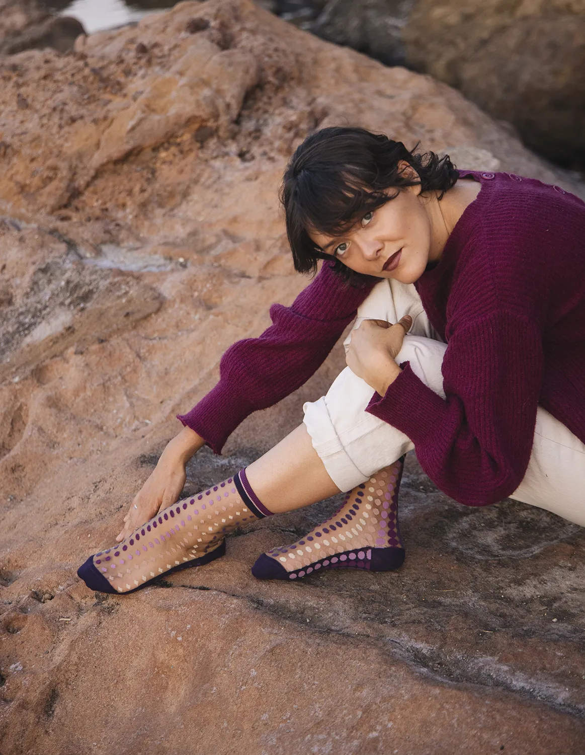 Vetrata Violette, transparente strømper | Atelier St Eustaache - Billede 2