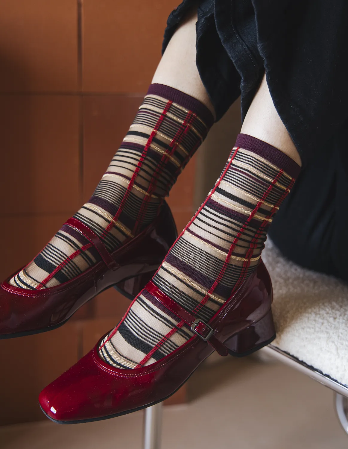 Reqins Bordeaux, transparente strømper | Atelier St Eustache