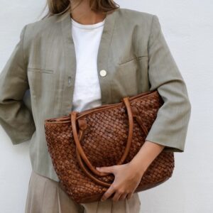 Carbella læder skuldertaske, Cognac | Montana