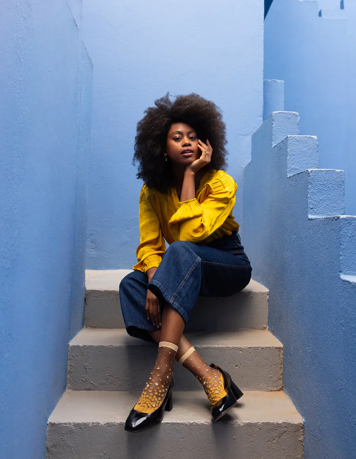 NakaMeguro Ocre, transparente strømper | Atelier St Eustache - Billede 4